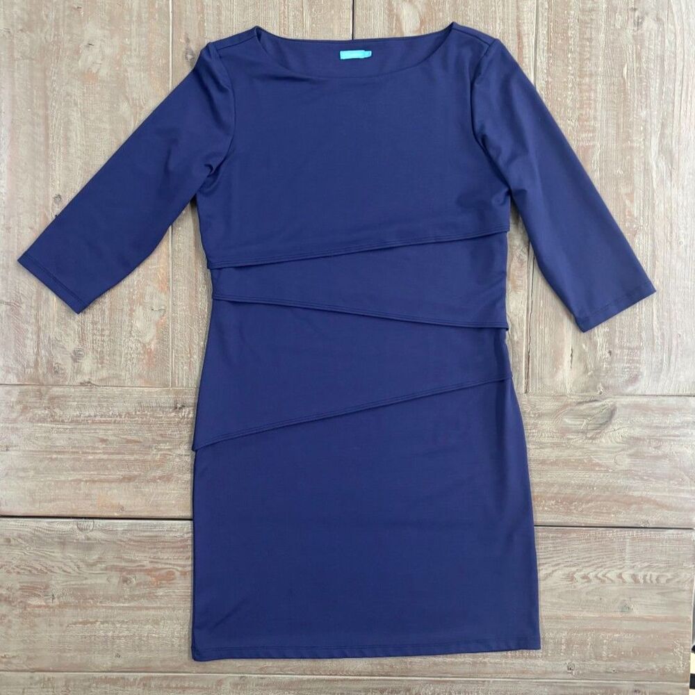 J.McLaughlin Catalina Cloth Dress Navy Blue - Fall Transitional Classic Size M